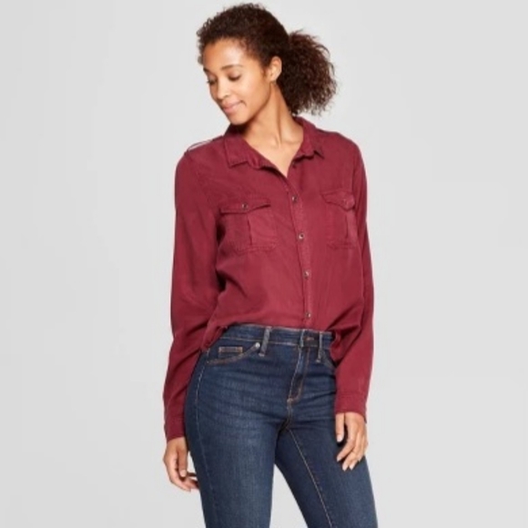 Soft Button-Down Long Sleeve Shirt for Fall 🍂in Rose - Picture 2 of 4